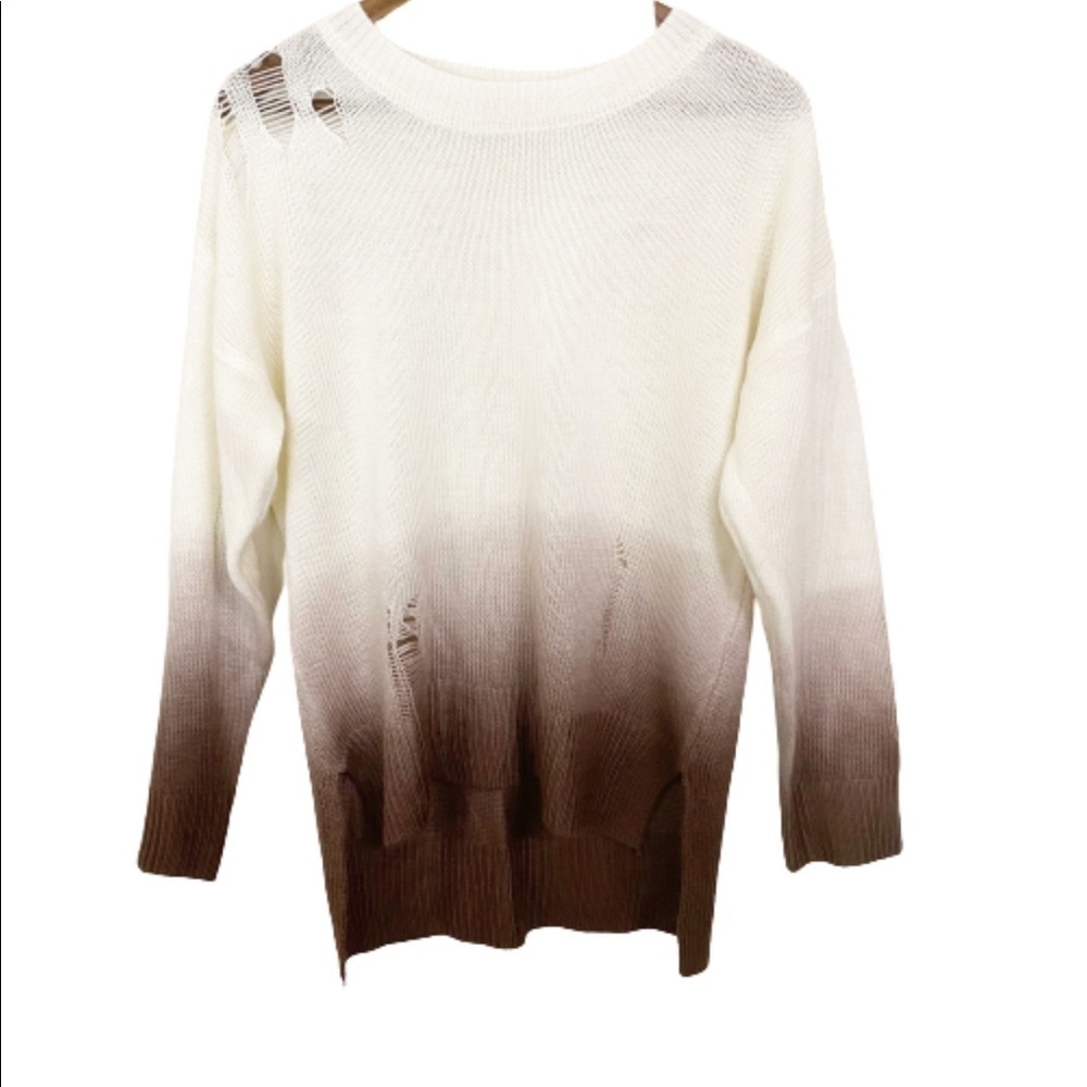 Distressed Ombré Purple & White Vestidos Sweater